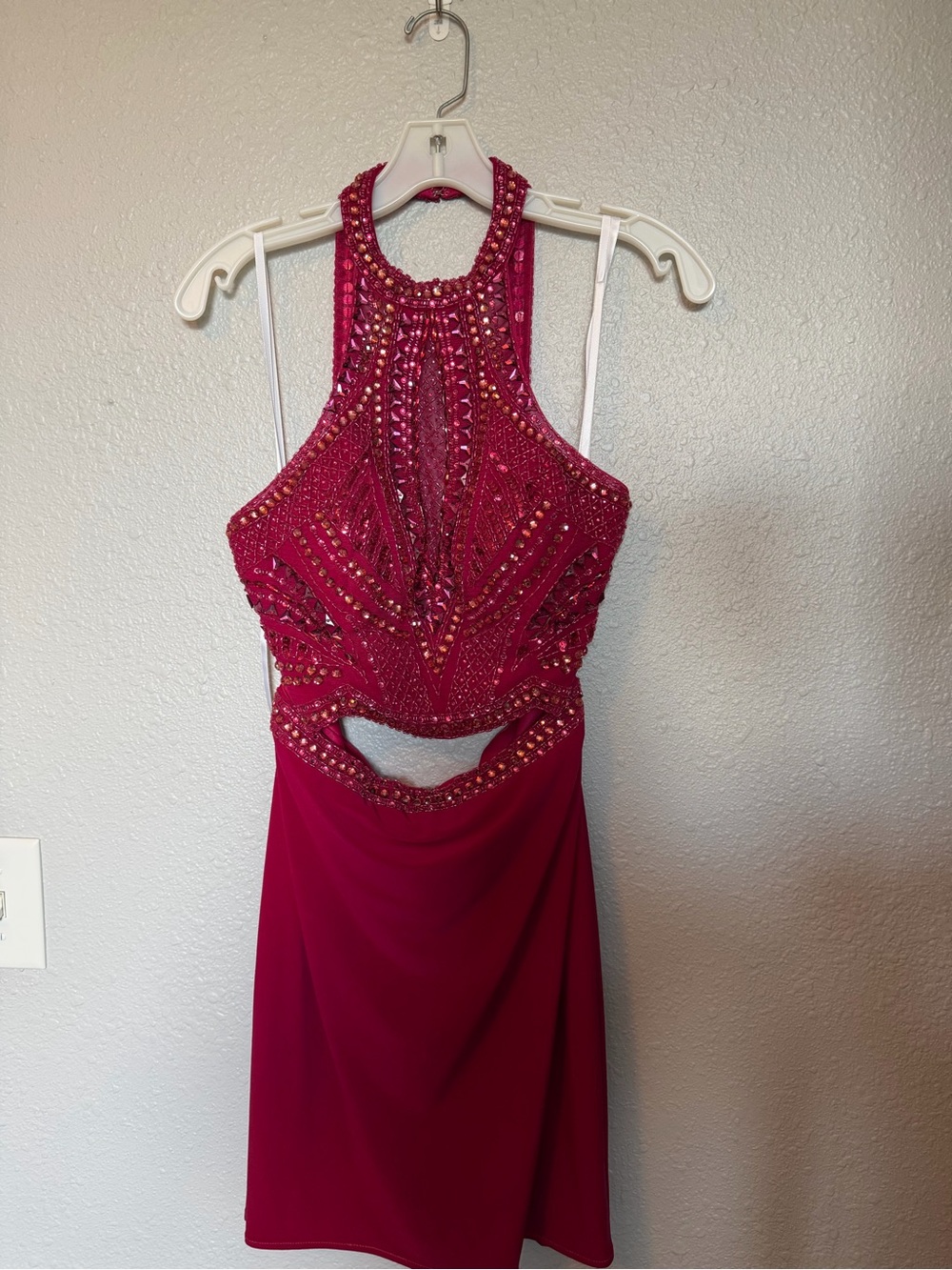 Alyce Paris Pink/Magenta Beaded Homecoming Dress Size 6 | Formal Party HOCO